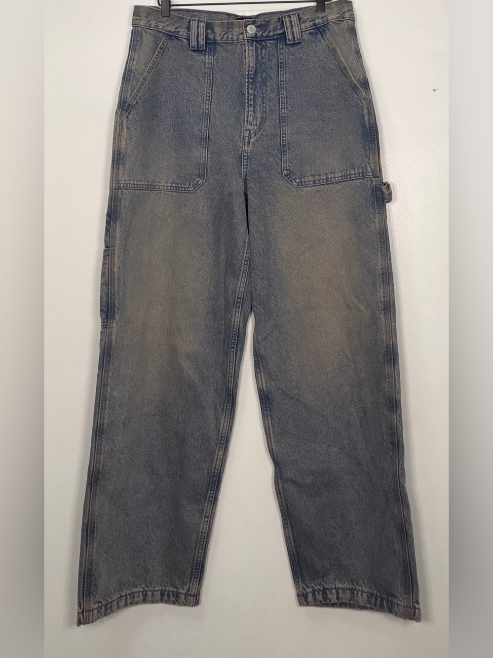 H&M Men's Relaxed Carpenter Jeans — Faded Gray-Blue